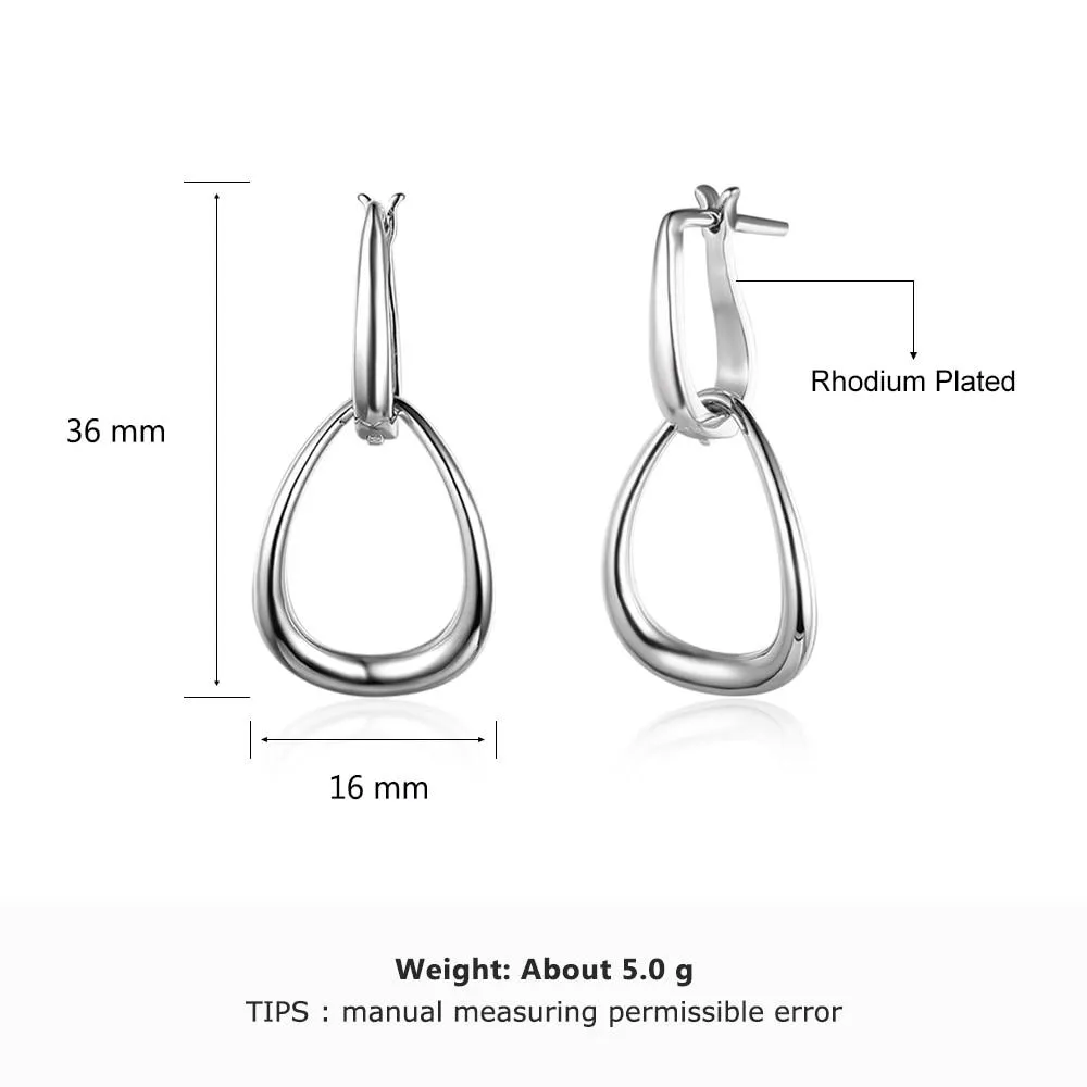 Irregular Shape Hollow Design Hoop Earrings For Women Fashion Rhodium Plated Jewelry Party Gift