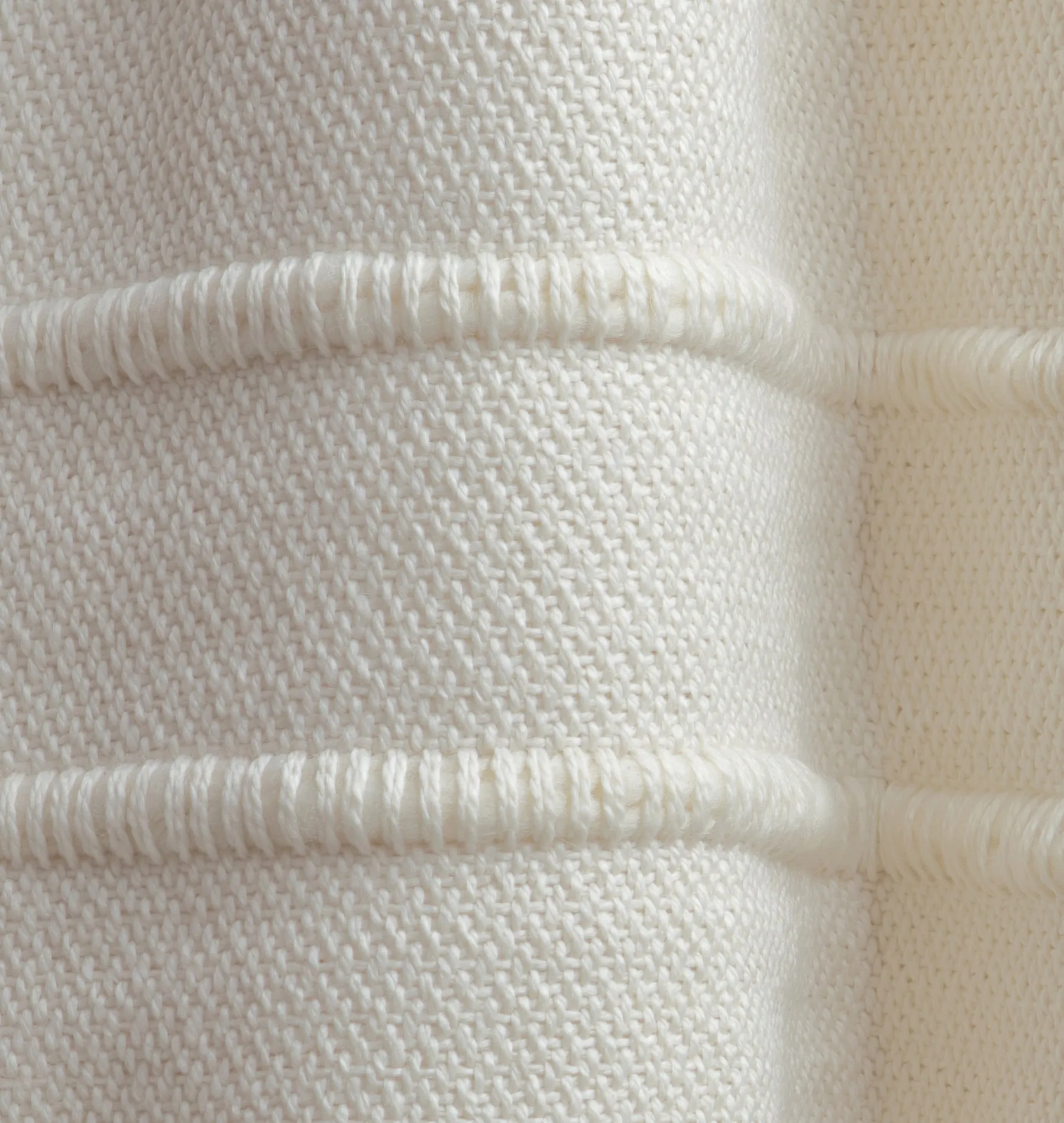 Ivory Striped Wool Throw Blanket