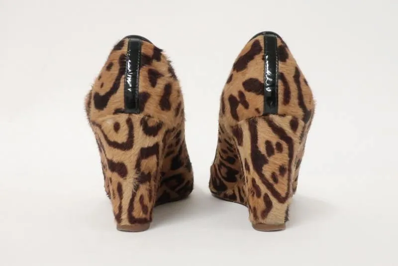 J.Crew Wedge Pump Martina Leopard Print Calf Hair Size 6.5