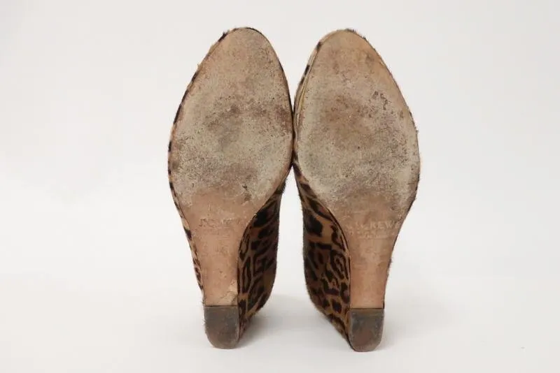 J.Crew Wedge Pump Martina Leopard Print Calf Hair Size 6.5
