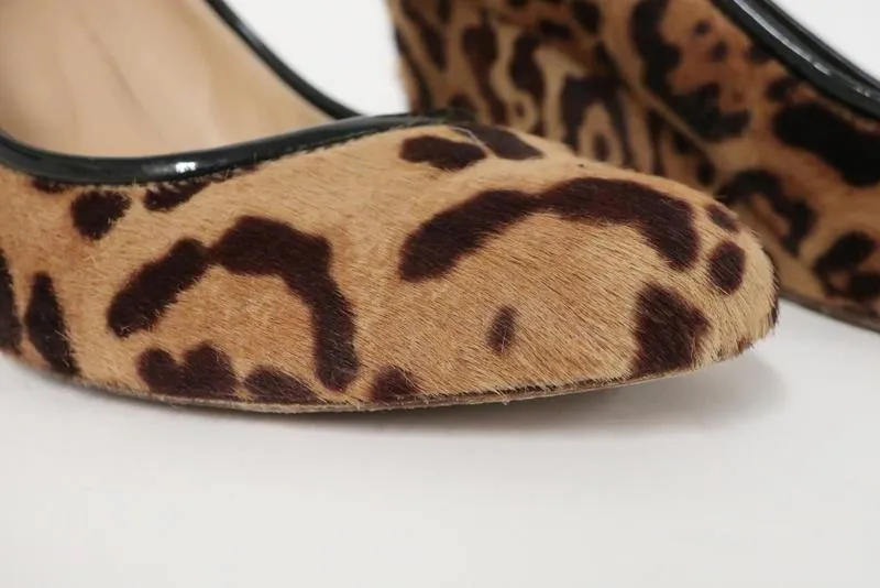 J.Crew Wedge Pump Martina Leopard Print Calf Hair Size 6.5