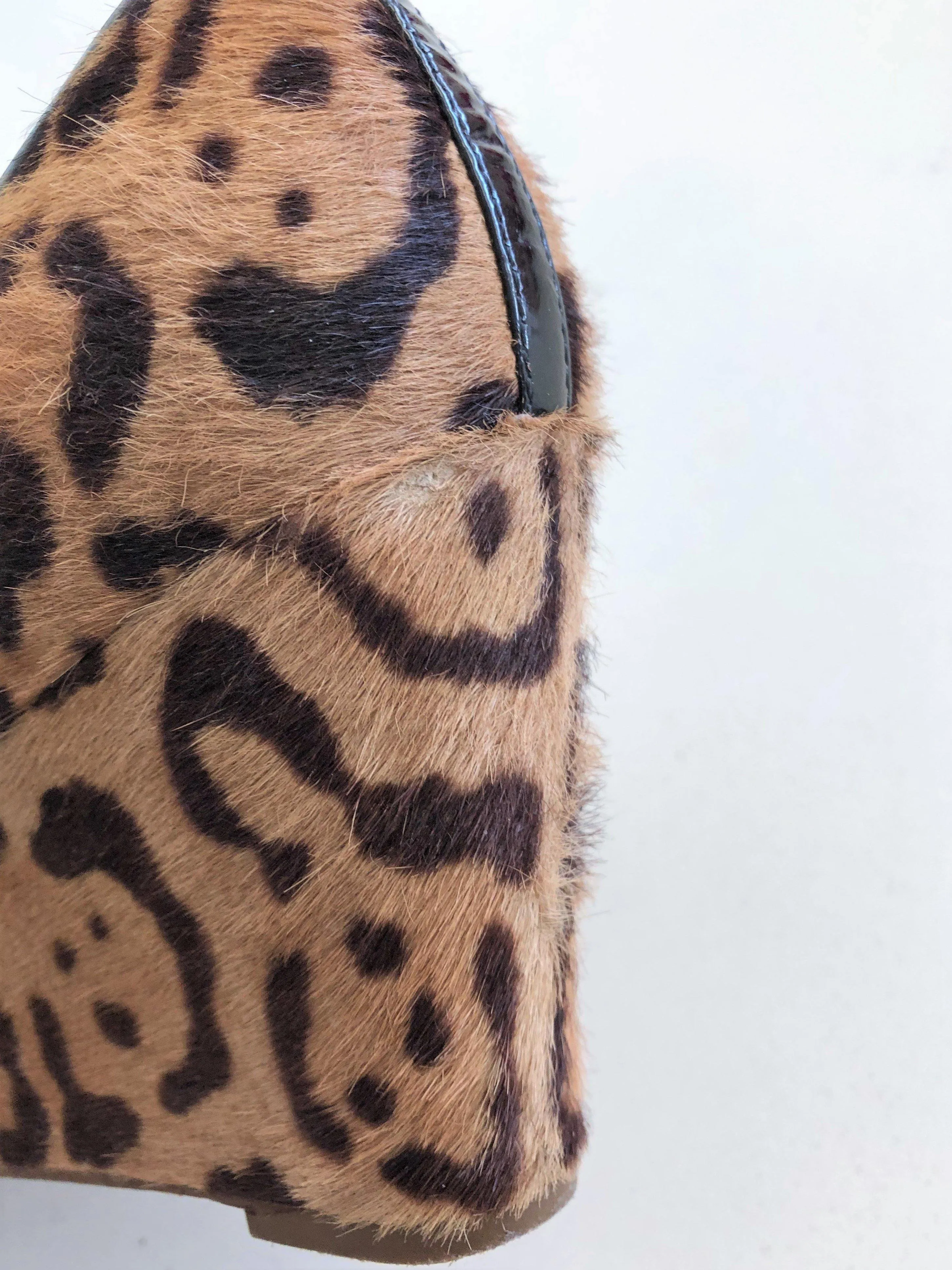 J.Crew Wedge Pump Martina Leopard Print Calf Hair Size 6.5