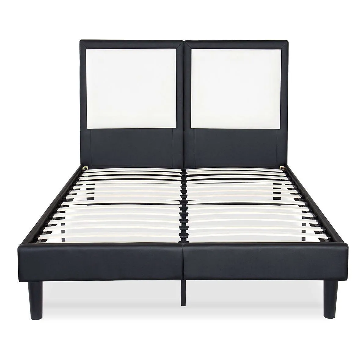 King size Contemporary Faux Leather Platform Bed with 50-in Tall Headboard