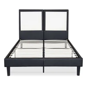 King size Contemporary Faux Leather Platform Bed with 50-in Tall Headboard