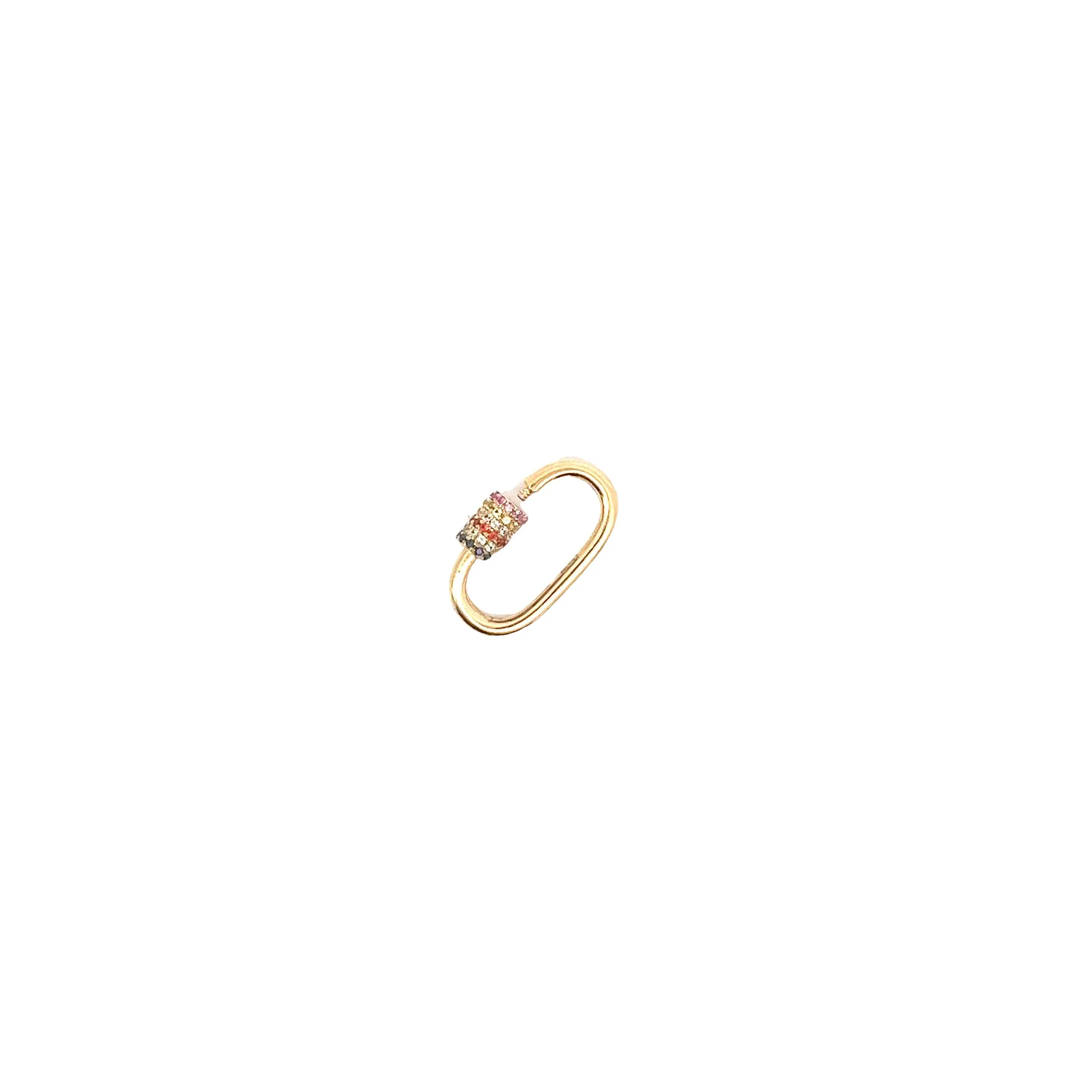 Ladies 14k yellow gold .45ct Multi colored sapphire Clip