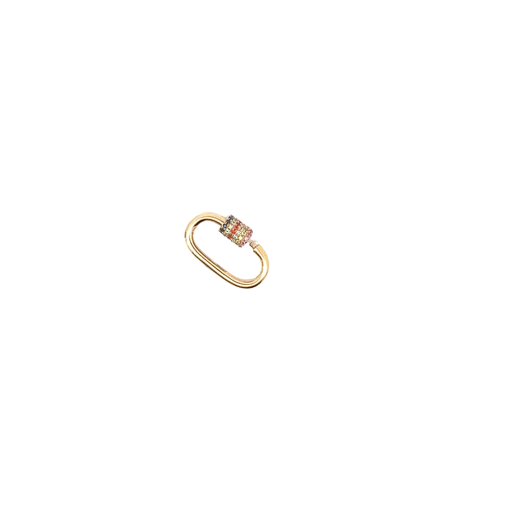 Ladies 14k yellow gold .45ct Multi colored sapphire Clip