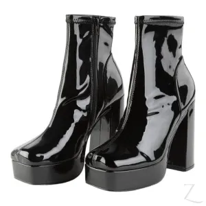 Ladies Bianca Patent Platform Boots | Ankle Length | "Annie"