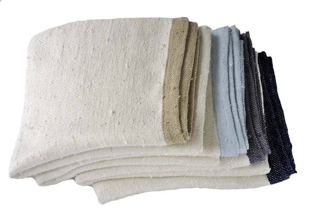 Light Pale Raw Silk Throw Blanket