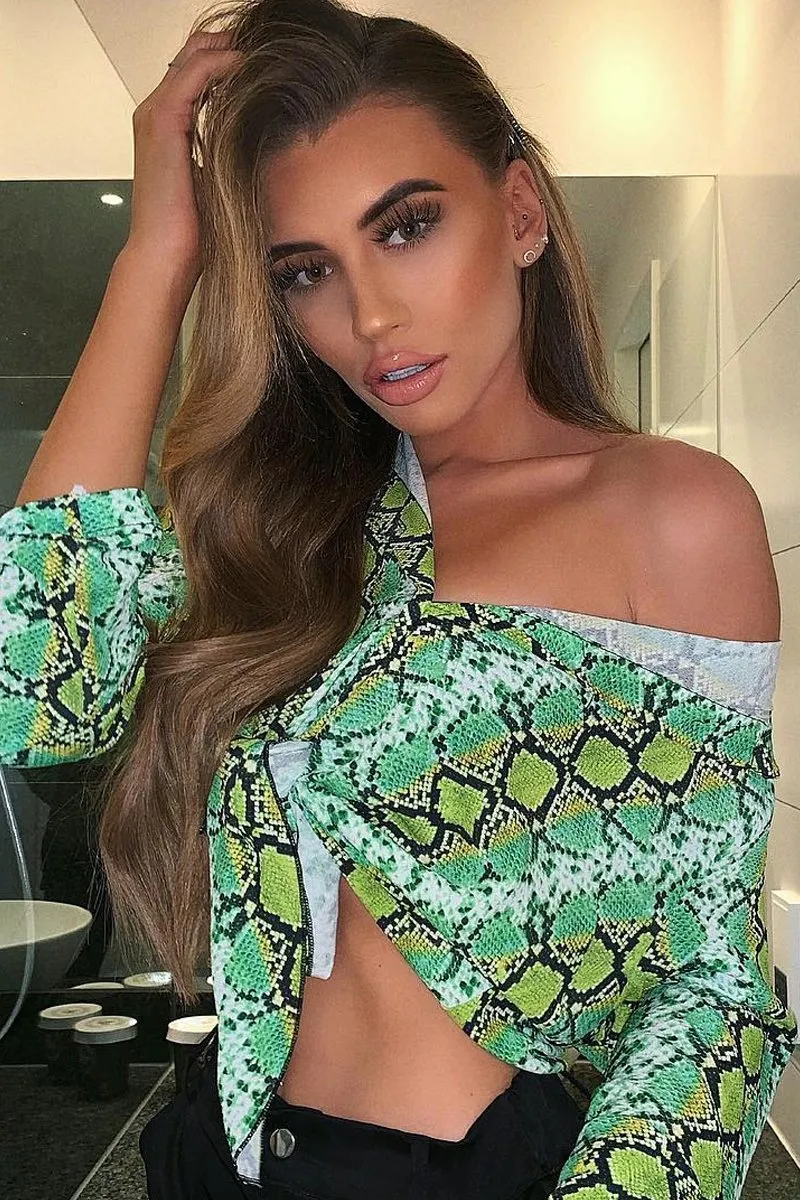 Lime Snake Print Tie Front Shirt - Maisha