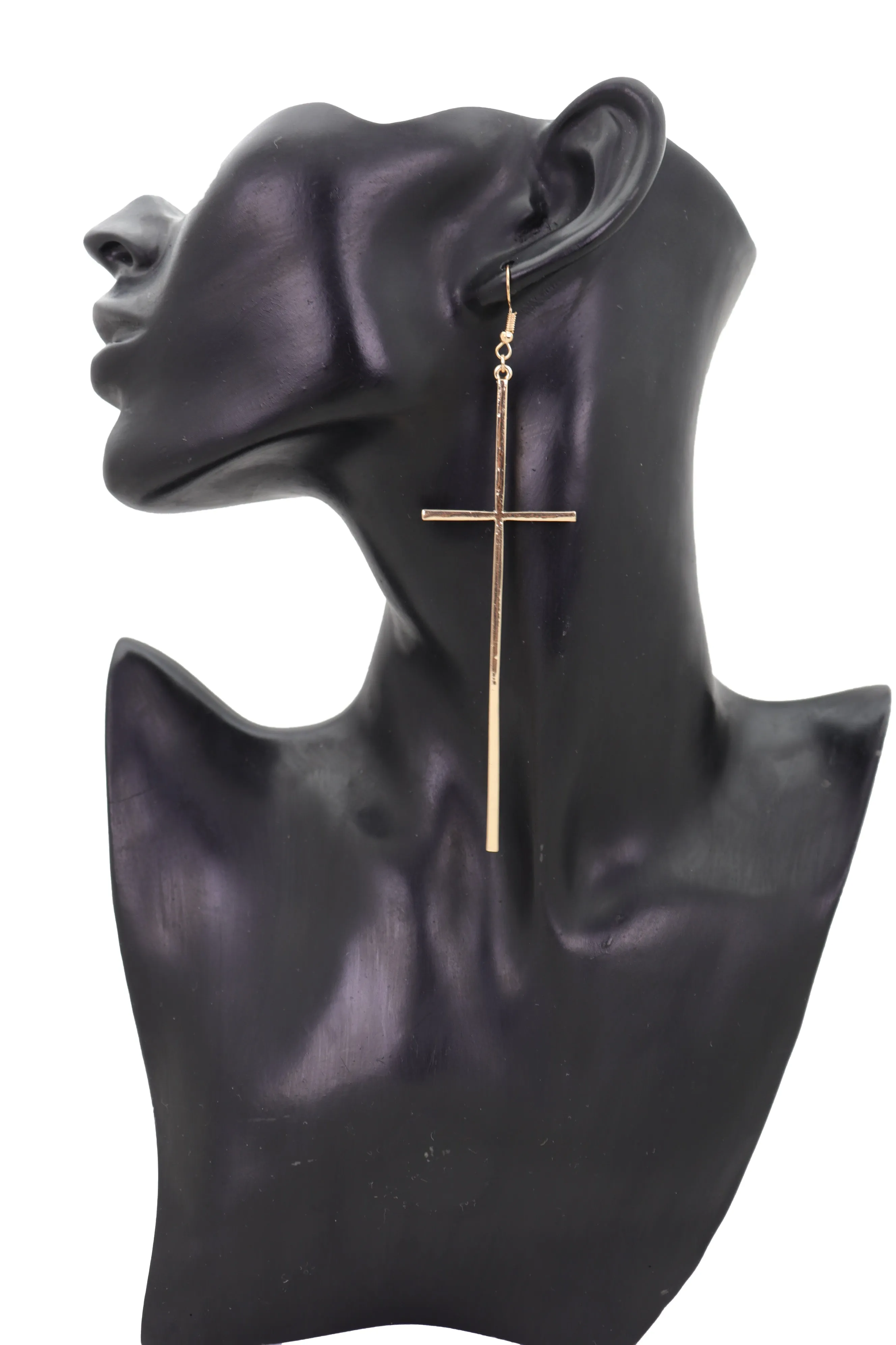 Long Cross Dangle Earrings