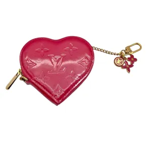 LOUIS VUITTON Monogram Vernis Heart Coin Purse with Charms - Pink
