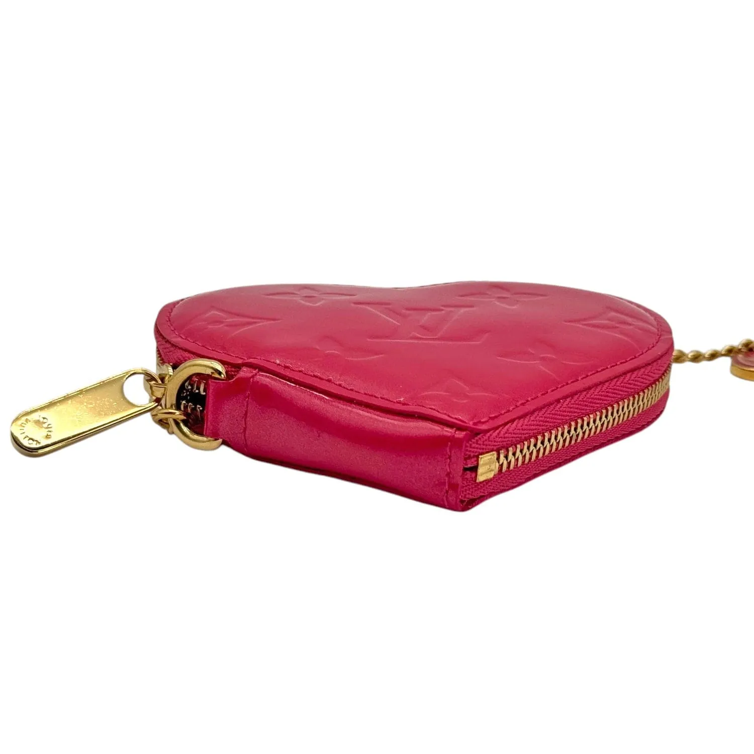 LOUIS VUITTON Monogram Vernis Heart Coin Purse with Charms - Pink