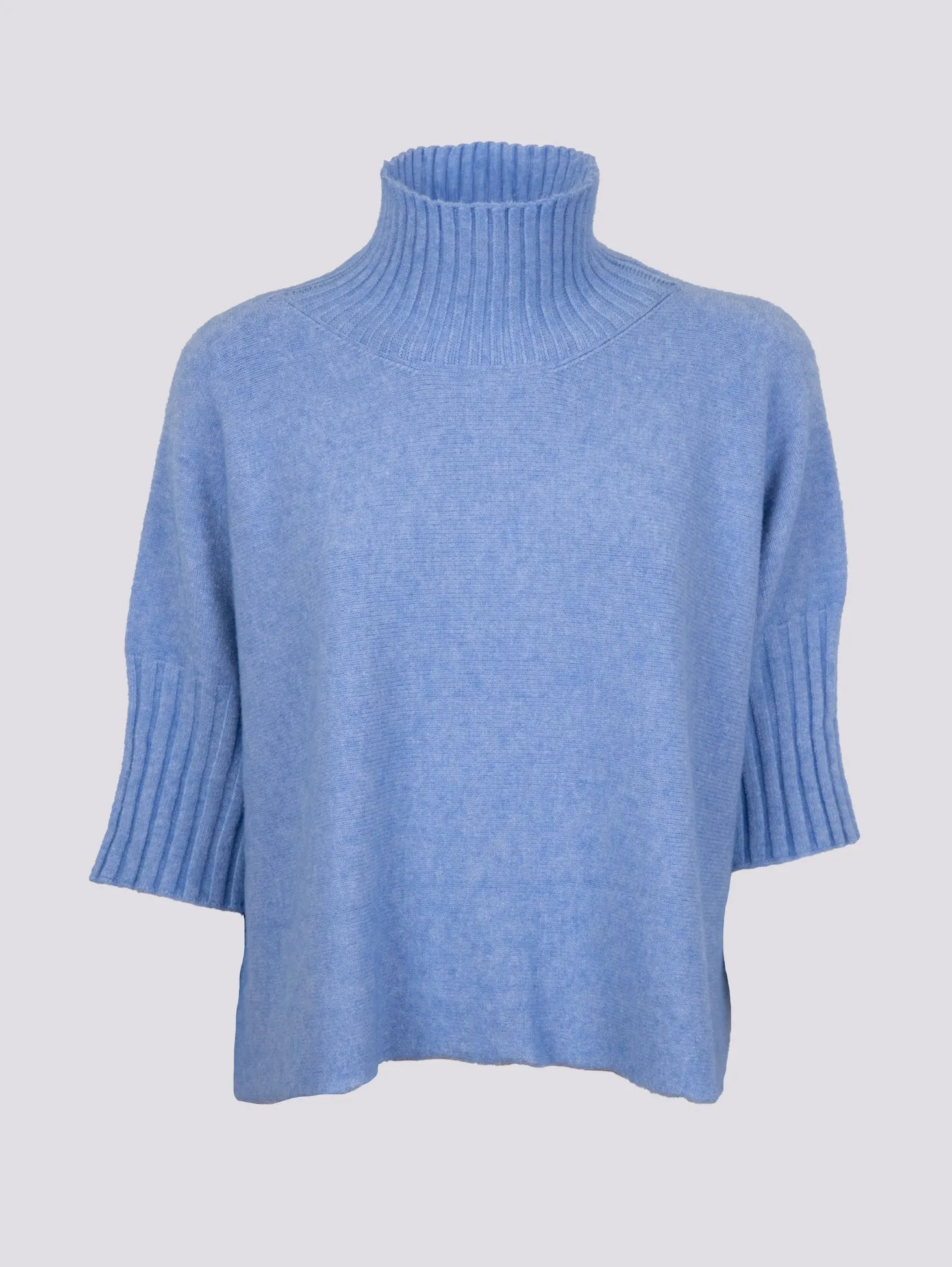 LUPETTO IN MAGLIA OVER CON MANICA TRE QUARTI AZZURRO