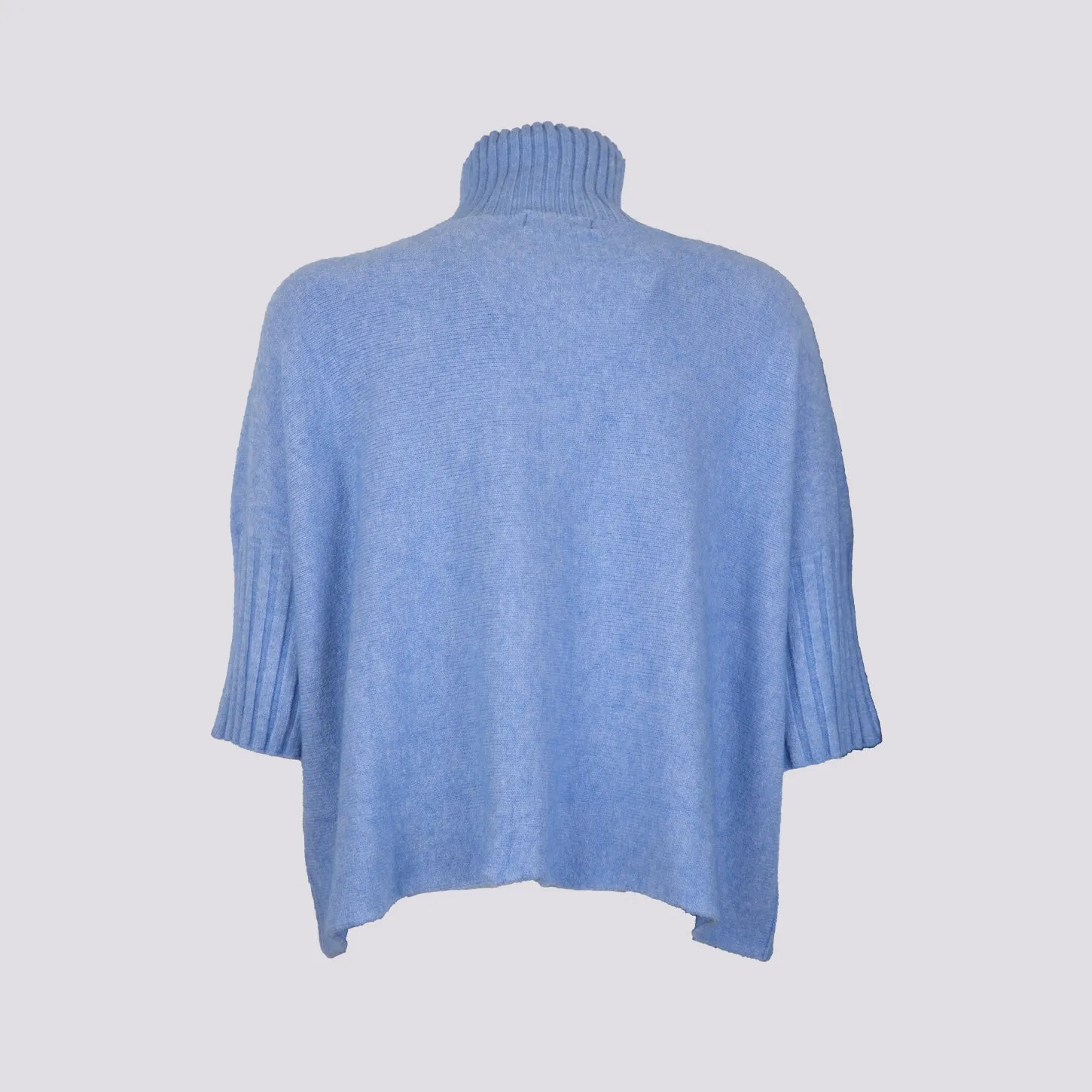 LUPETTO IN MAGLIA OVER CON MANICA TRE QUARTI AZZURRO