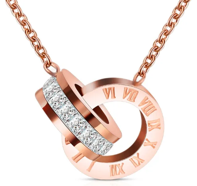 Luxury Gold Roman Numeral Stainless Steel Necklace Earring Jewelry Set Wedding For Women