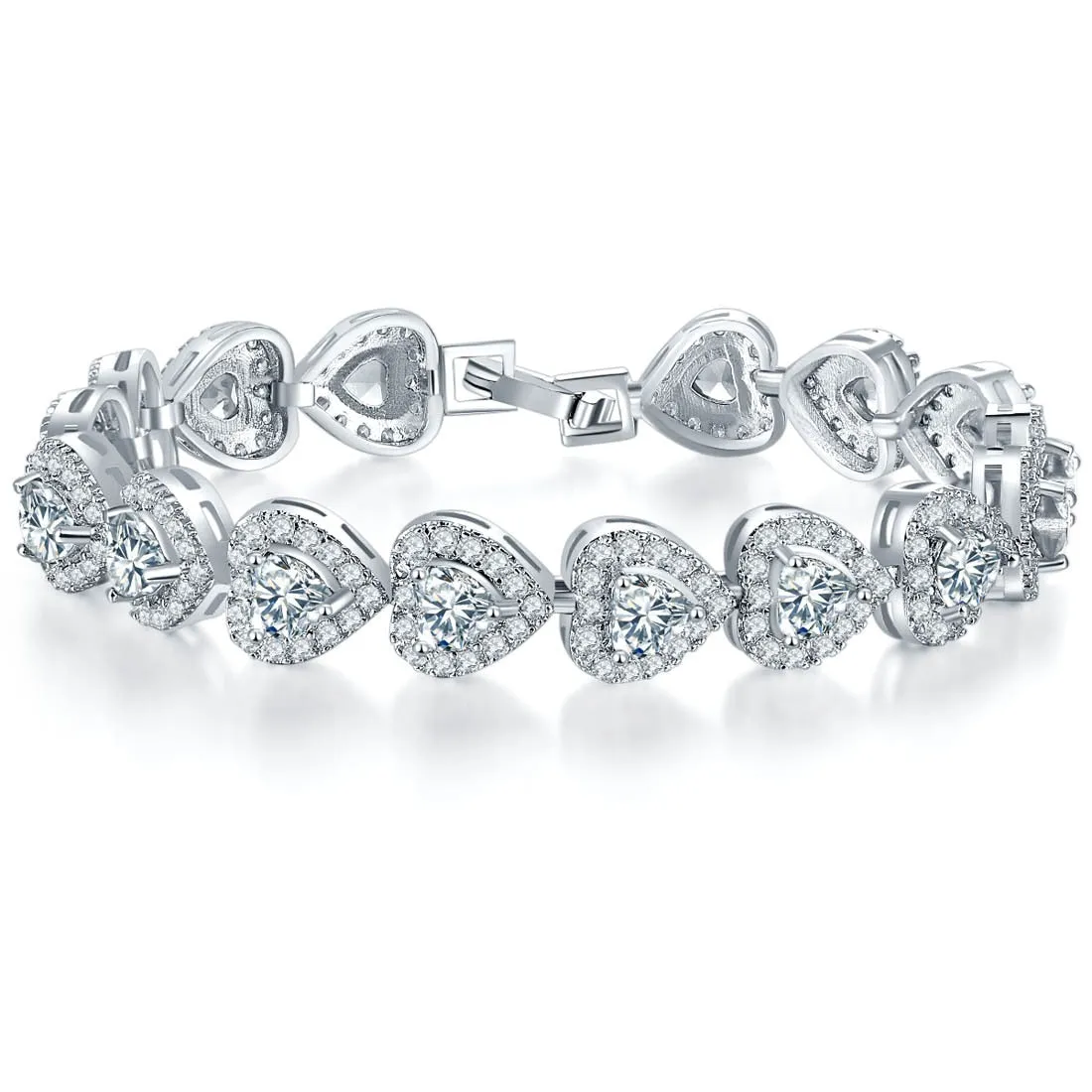 Luxury Heart Sterling Silver Bracelet