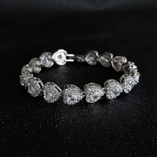 Luxury Heart Sterling Silver Bracelet