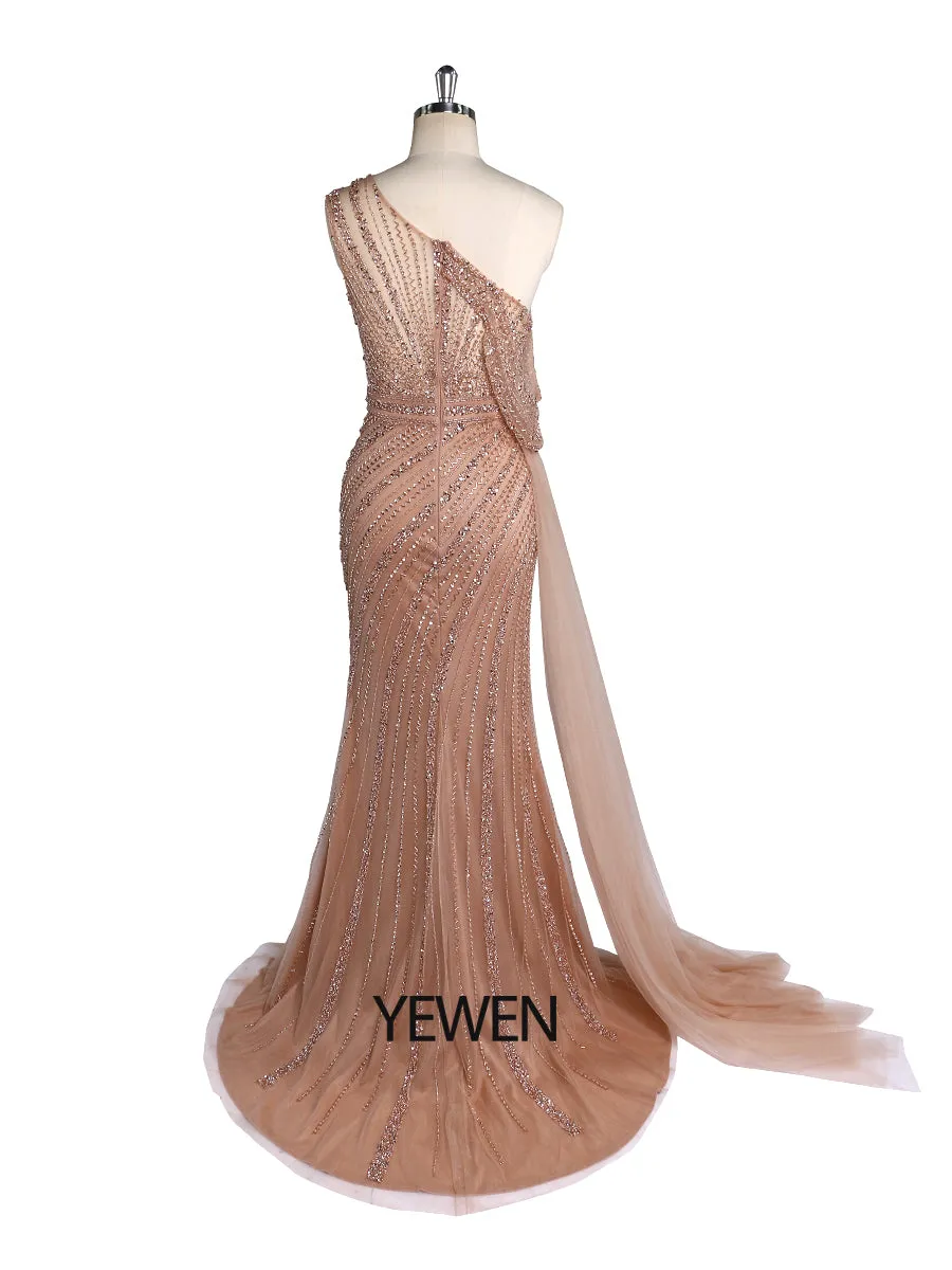 Luxury High Split Beaded Elegant Meramid Evening Dresses Gowns 2024 YEWEN