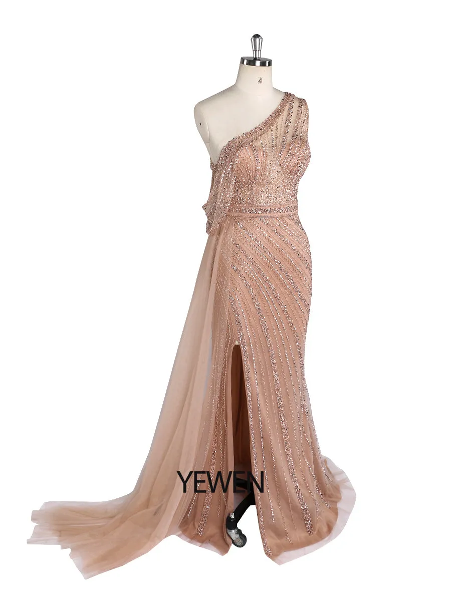 Luxury High Split Beaded Elegant Meramid Evening Dresses Gowns 2024 YEWEN