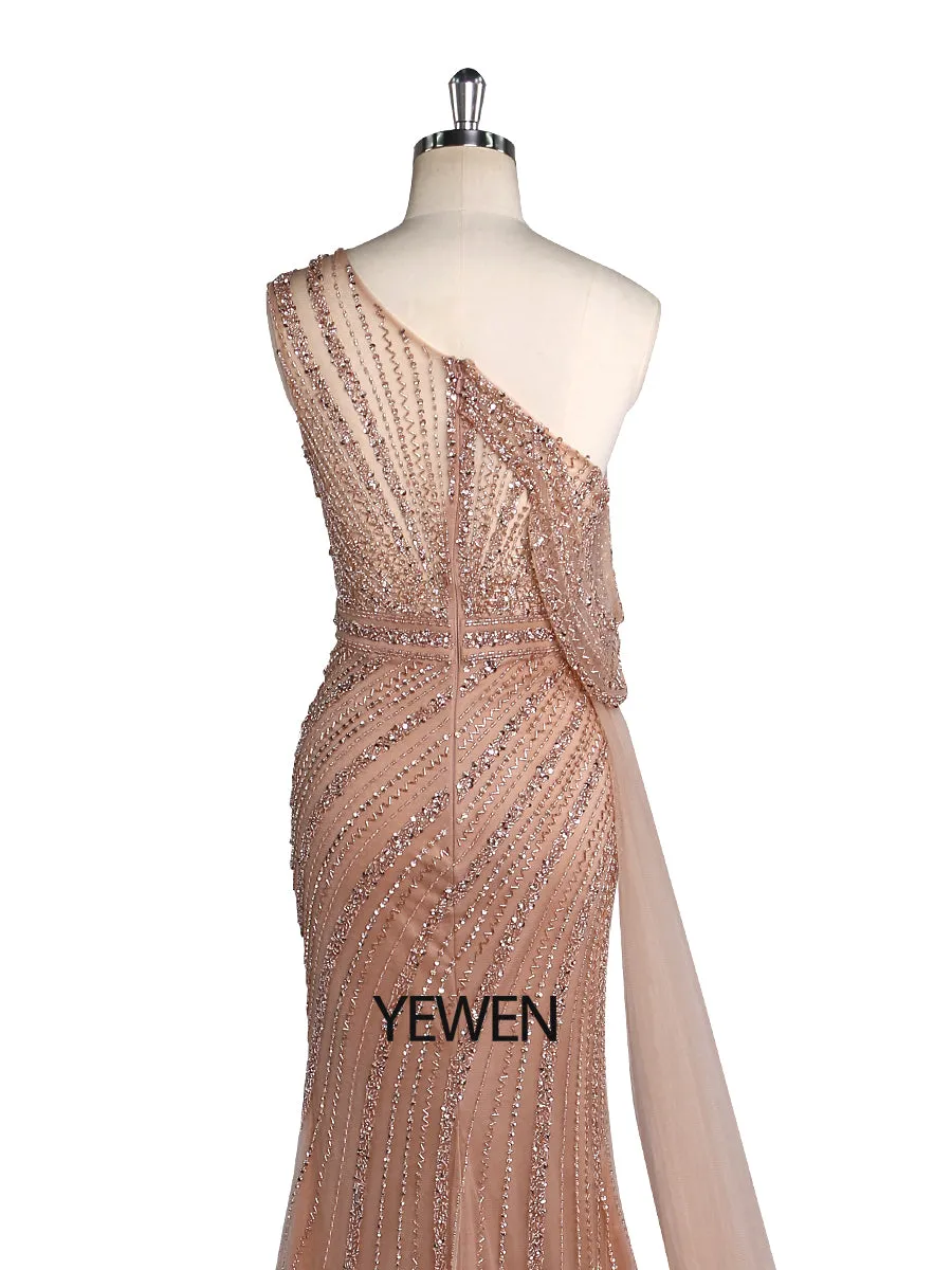 Luxury High Split Beaded Elegant Meramid Evening Dresses Gowns 2024 YEWEN