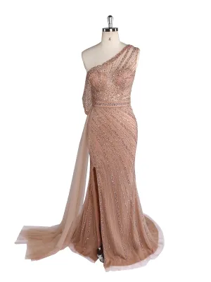 Luxury High Split Beaded Elegant Meramid Evening Dresses Gowns 2024 YEWEN
