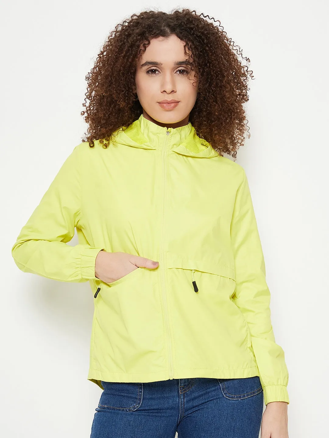 Madame Zip Pocketed Solid Neon Jacket