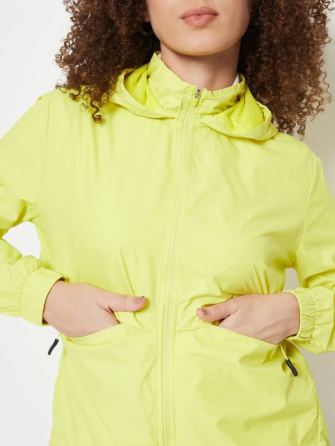 Madame Zip Pocketed Solid Neon Jacket