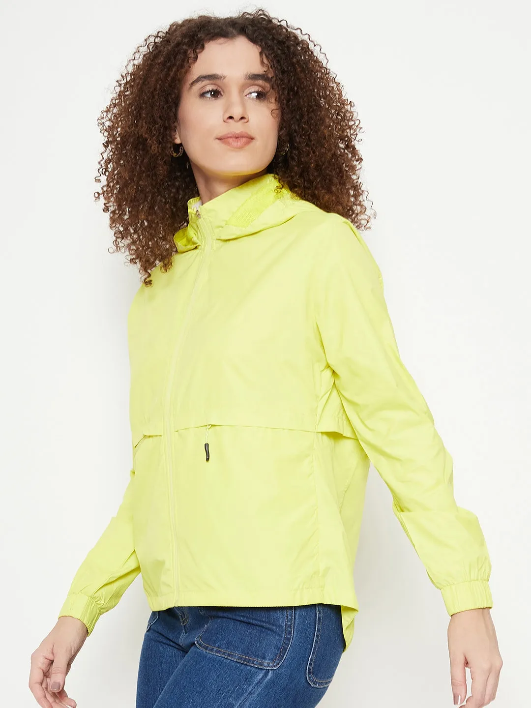 Madame Zip Pocketed Solid Neon Jacket