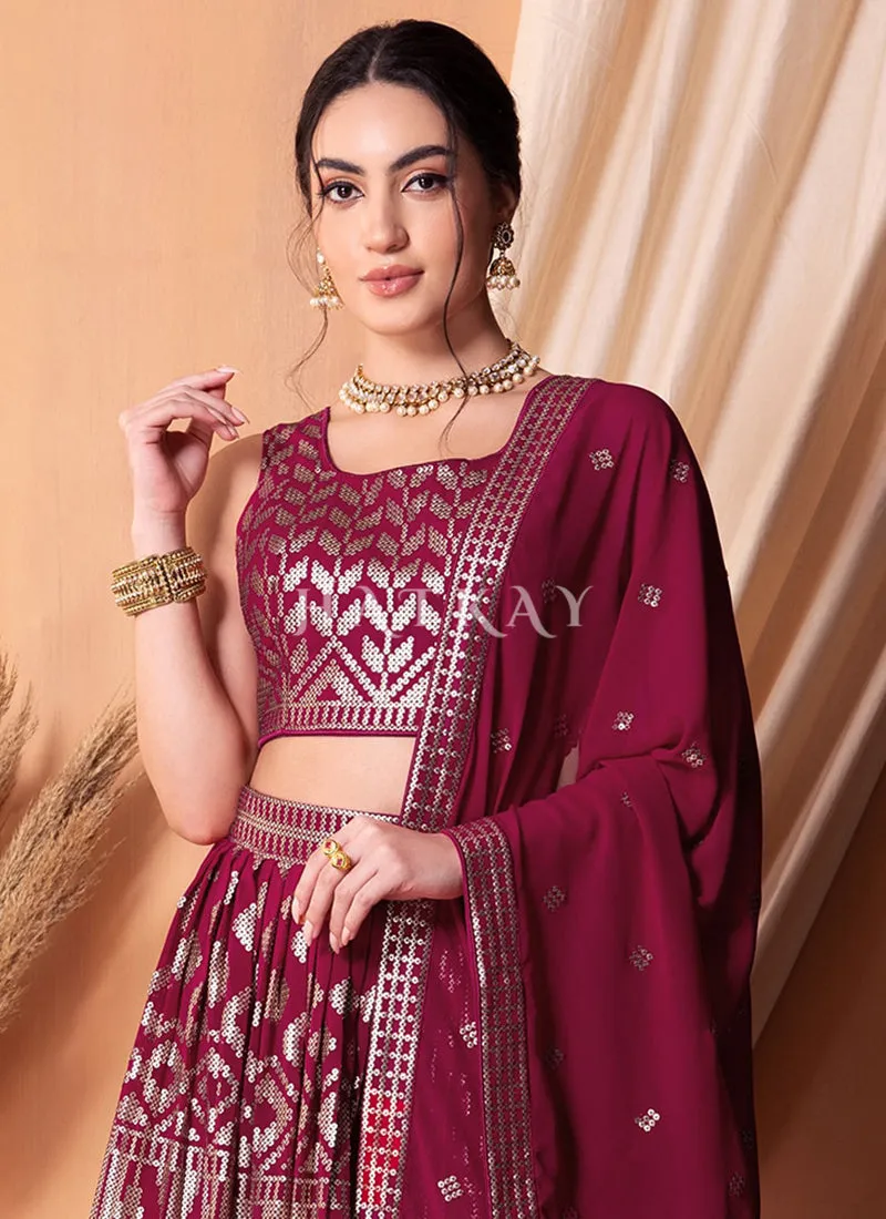 Magenta Pink Sequins Embroidery Lehenga Choli