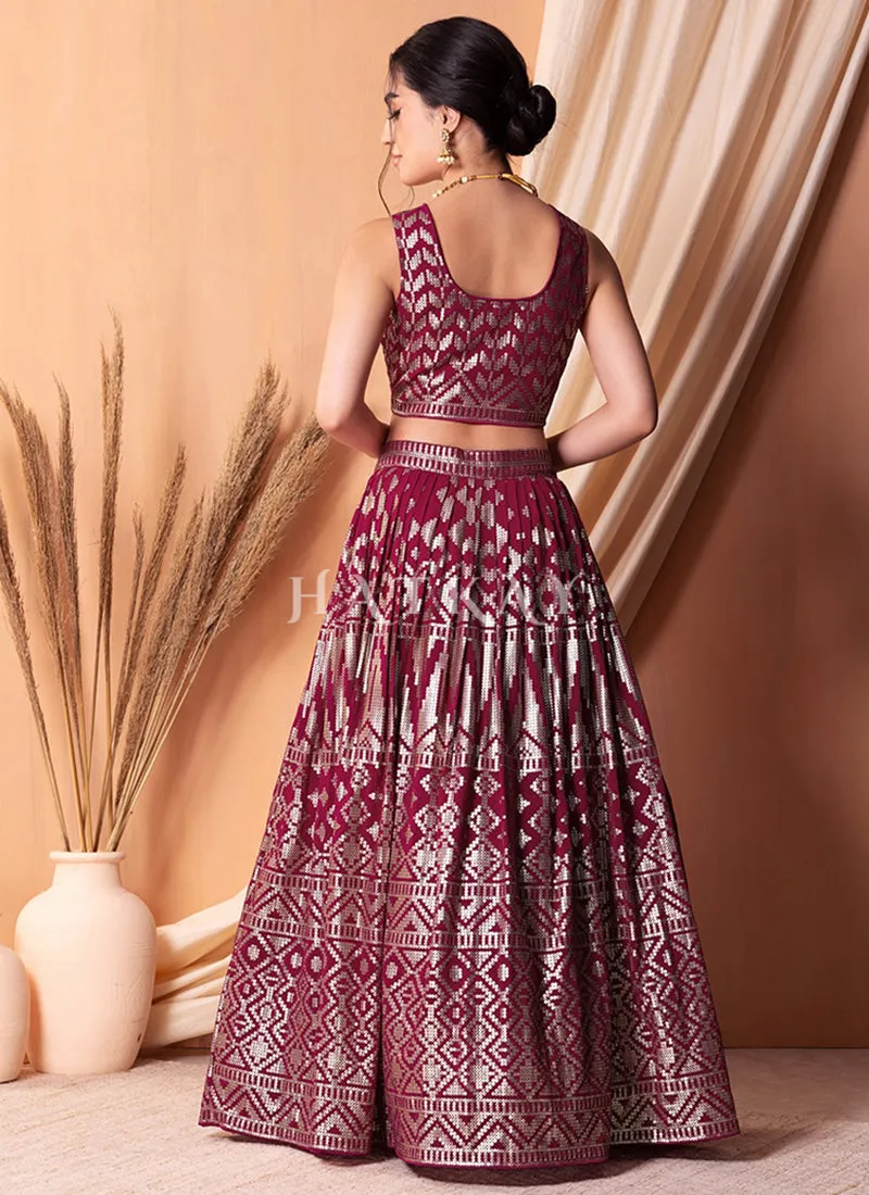Magenta Pink Sequins Embroidery Lehenga Choli