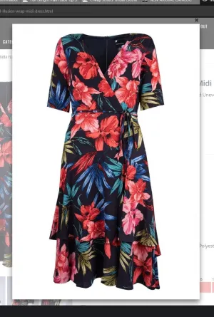 Maison Tara  91071M  Floral Illusion Wrap Midi Dress