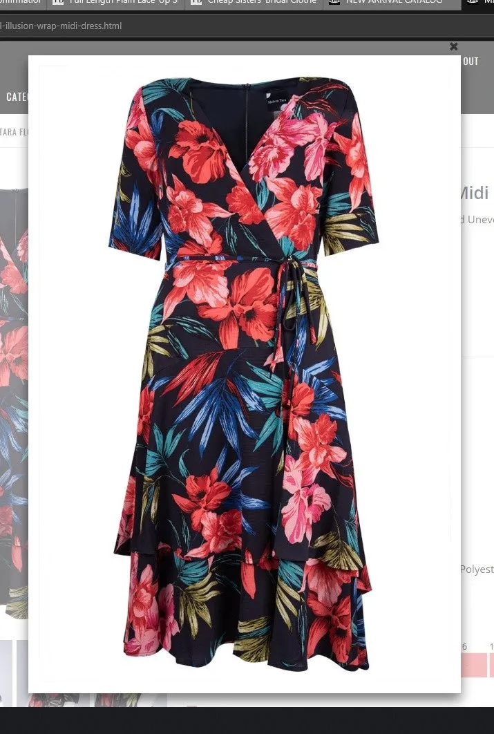 Maison Tara  91071M  Floral Illusion Wrap Midi Dress