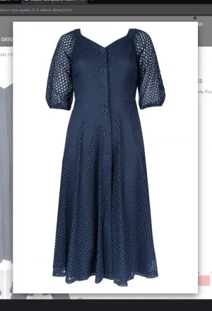Maison Tara  95055M   Eyelet 3/4 Sleeve Dress