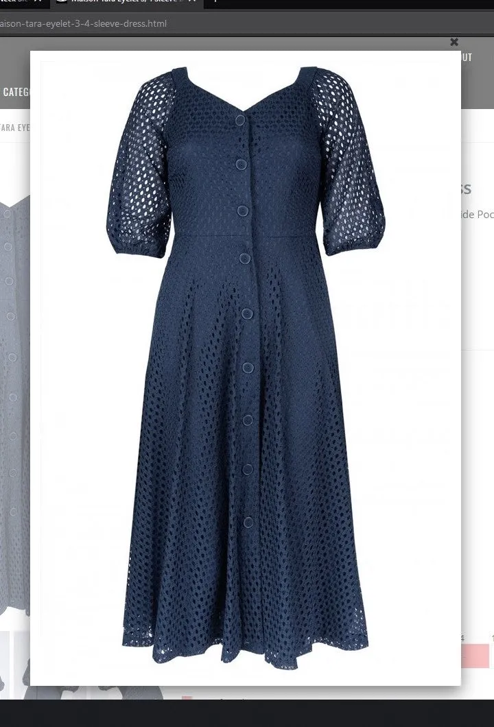 Maison Tara  95055M   Eyelet 3/4 Sleeve Dress