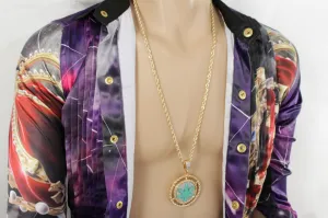 Marijuana Weed Leaf Pendant Long Metal Chain Necklace