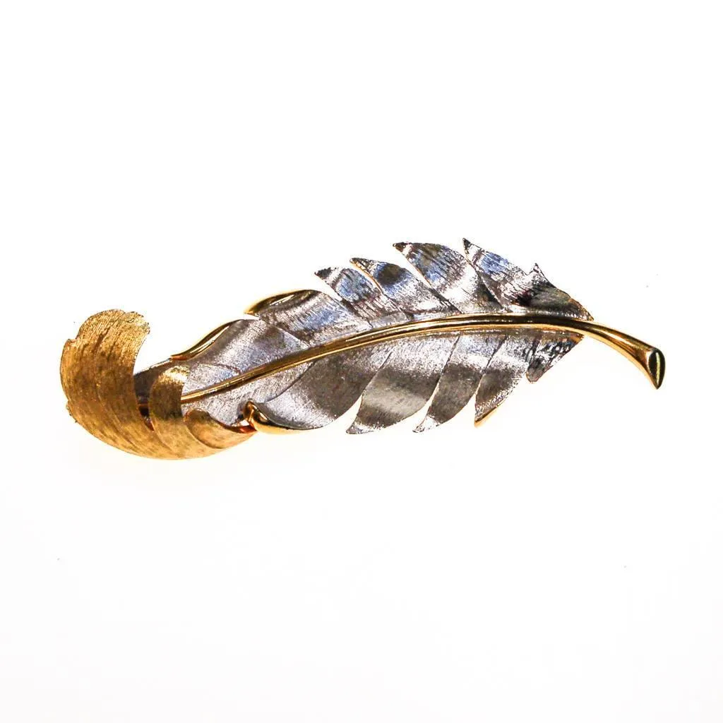 Marvella Silver and Gold Tone Leaf Brooch