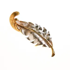 Marvella Silver and Gold Tone Leaf Brooch