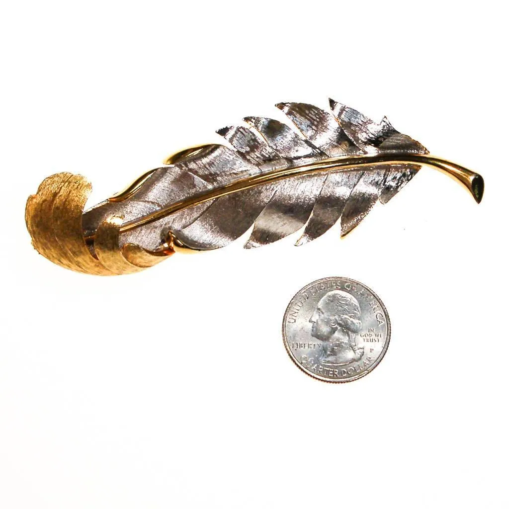 Marvella Silver and Gold Tone Leaf Brooch