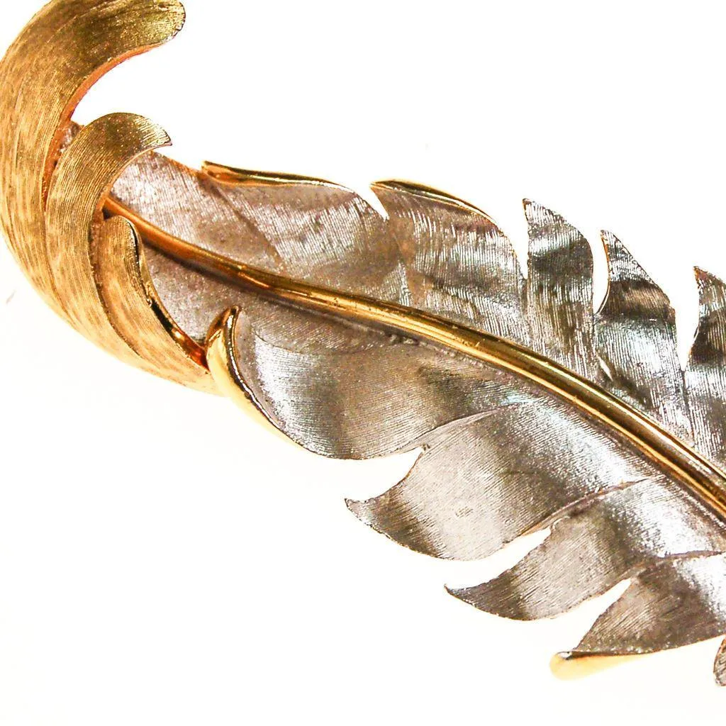 Marvella Silver and Gold Tone Leaf Brooch