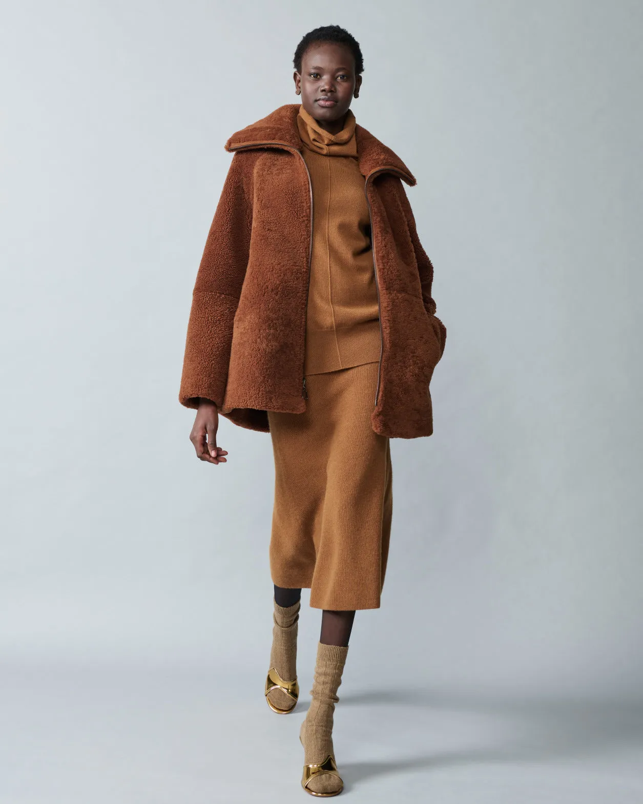 Midi Knit Skirt in Ribbed Cashmere