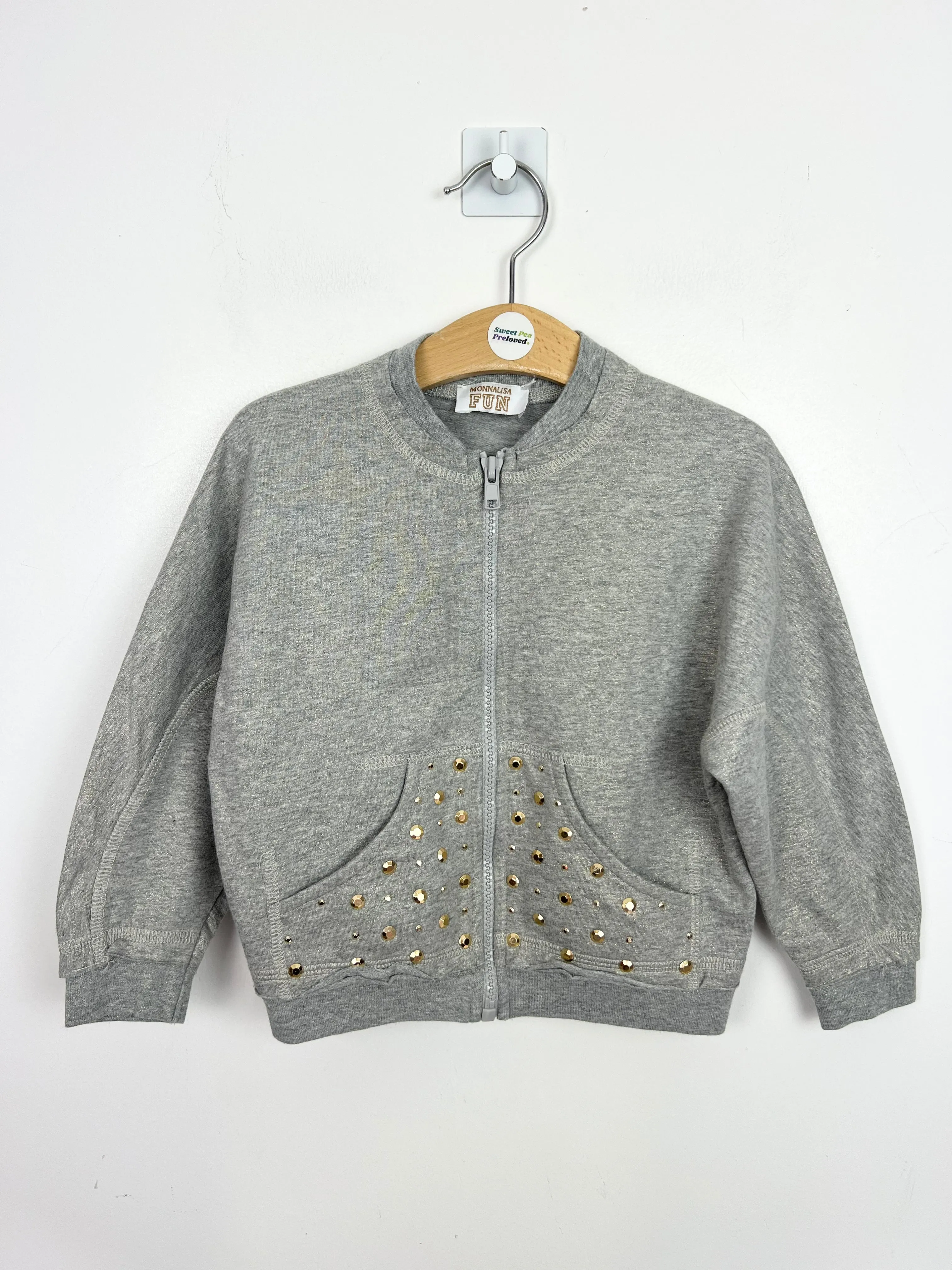 Monnalisa Fun sparkle zip sweatshirt 3y