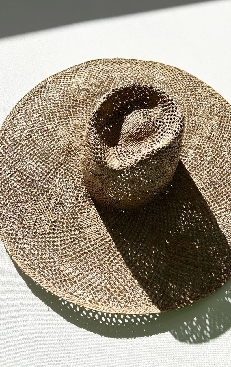 Natural Floral Large brim Hat-Medium