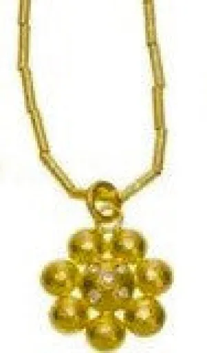 necklace  / gold 22k with diamonds rosette pendant