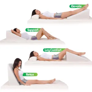 New Abco Tech Bed Wedge Pillow with Memory Foam Top – Reduce Back Pain, Snoring, Acid Reflux & Respiratory Problems, 25" X 24" X 12"