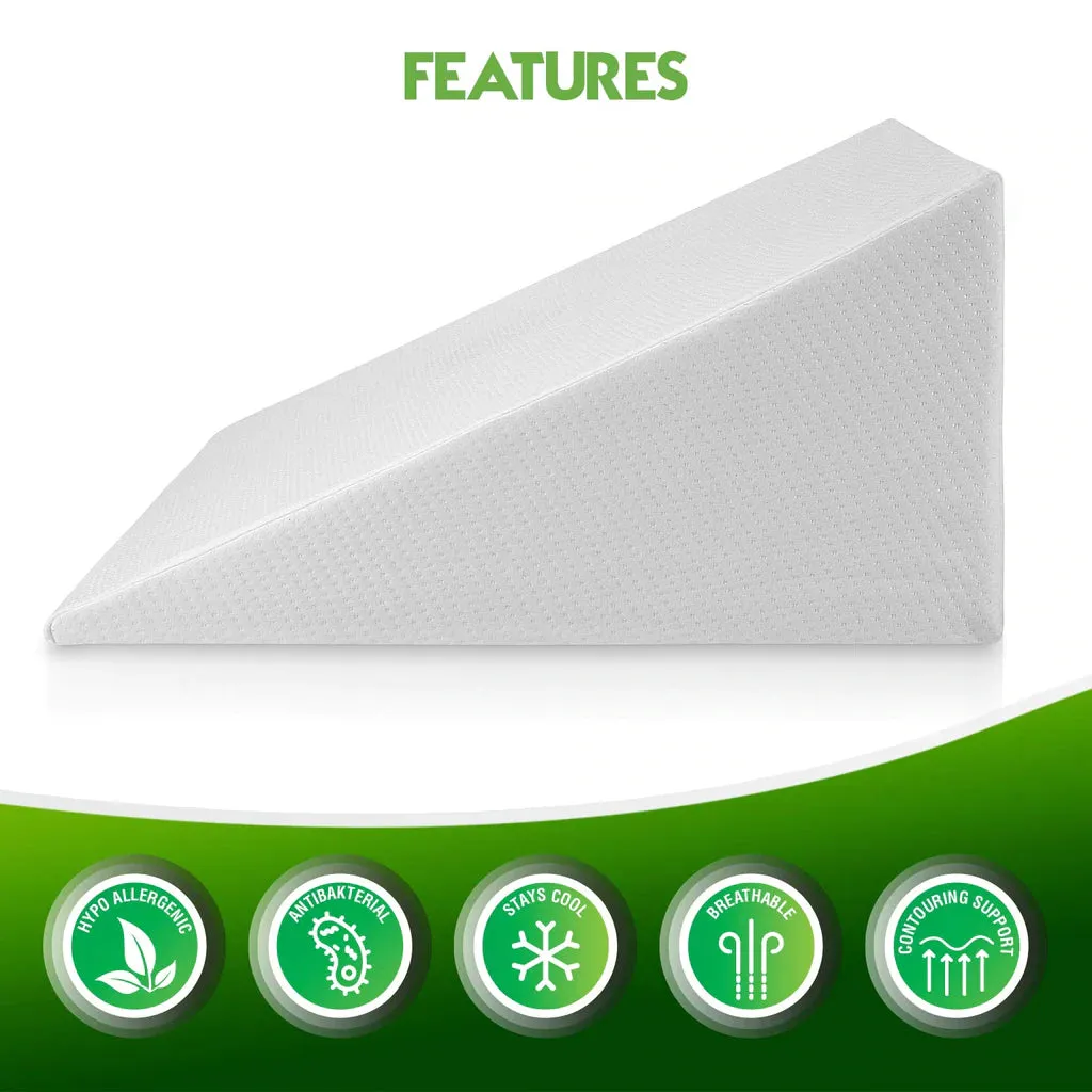 New Abco Tech Bed Wedge Pillow with Memory Foam Top – Reduce Back Pain, Snoring, Acid Reflux & Respiratory Problems, 25" X 24" X 12"