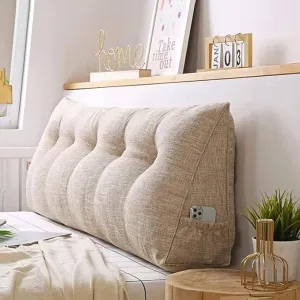 New Triangular Pillow Headboard Pillow Large Backrest Solid Color Removable Bolster Home Dorm Day Bed Support Cushion for Resting and Reading,Khaki,Full(47") Retails $127 