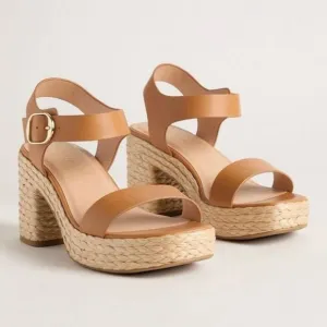 NWT TORRID Two Piece Platform Heeled RopeSole Sandal Size 10.5WW