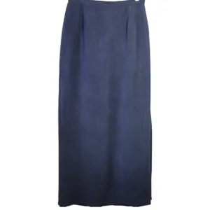 Nygard Collection Vintage Silk Maxi Skirt Size 8 Navy Blue