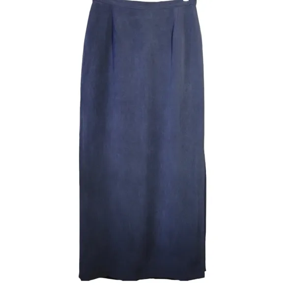 Nygard Collection Vintage Silk Maxi Skirt Size 8 Navy Blue