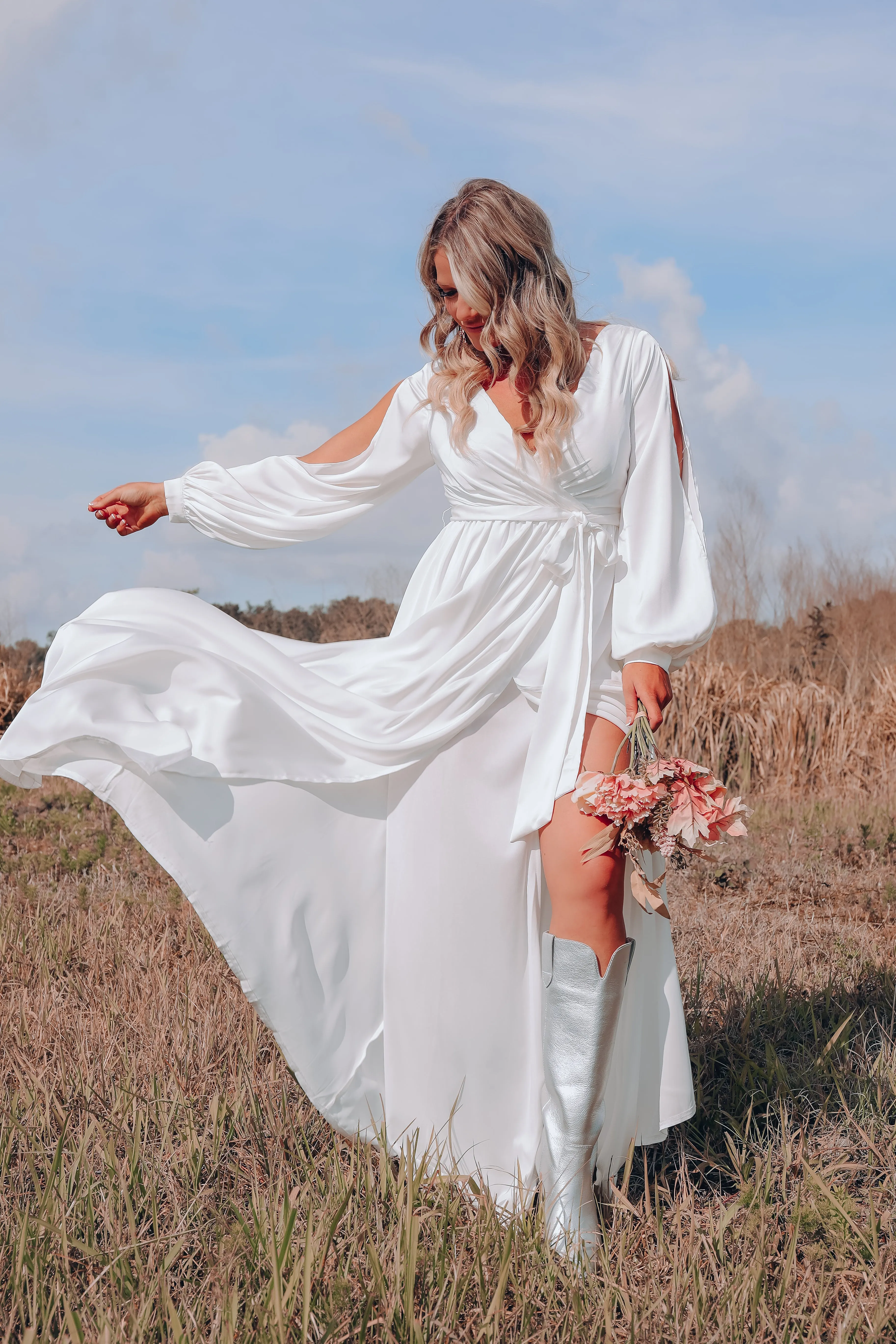 One And Only Satin Surplice Gown